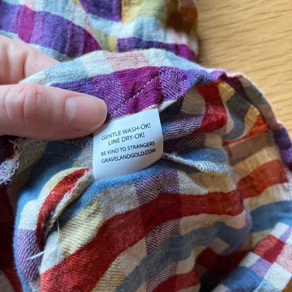 Gravel & Gold Rancho Romper M EUC Rainbow Plaid Playsuit Oversized - Picture 13 of 15